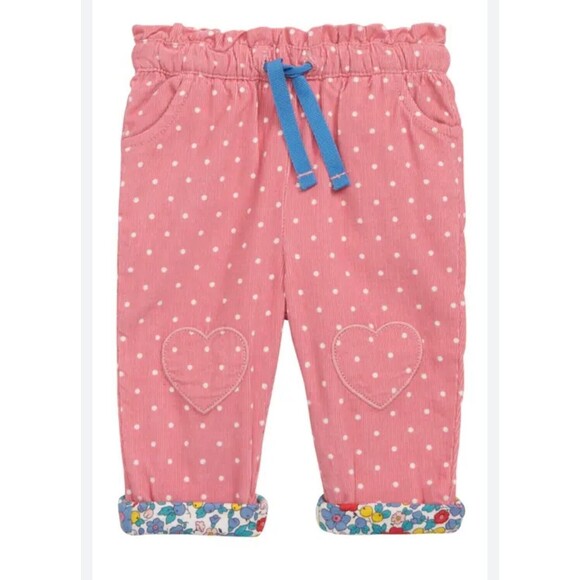 Baby Boden Other - Baby Boden Pink Polka Dot Corduroy Flannel Lined Pants 9-12 Months